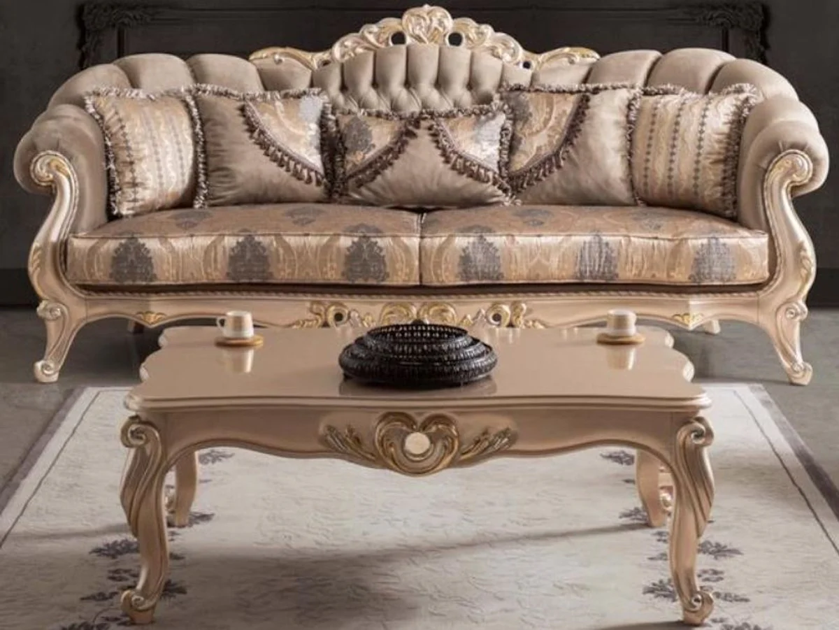 Casa Padrino sof¨¢ de sal¨®n barroco de lujo con cojines gris pardo / bronce / oro 243 x 89 x A. 106 cm - Muebles Barrocos