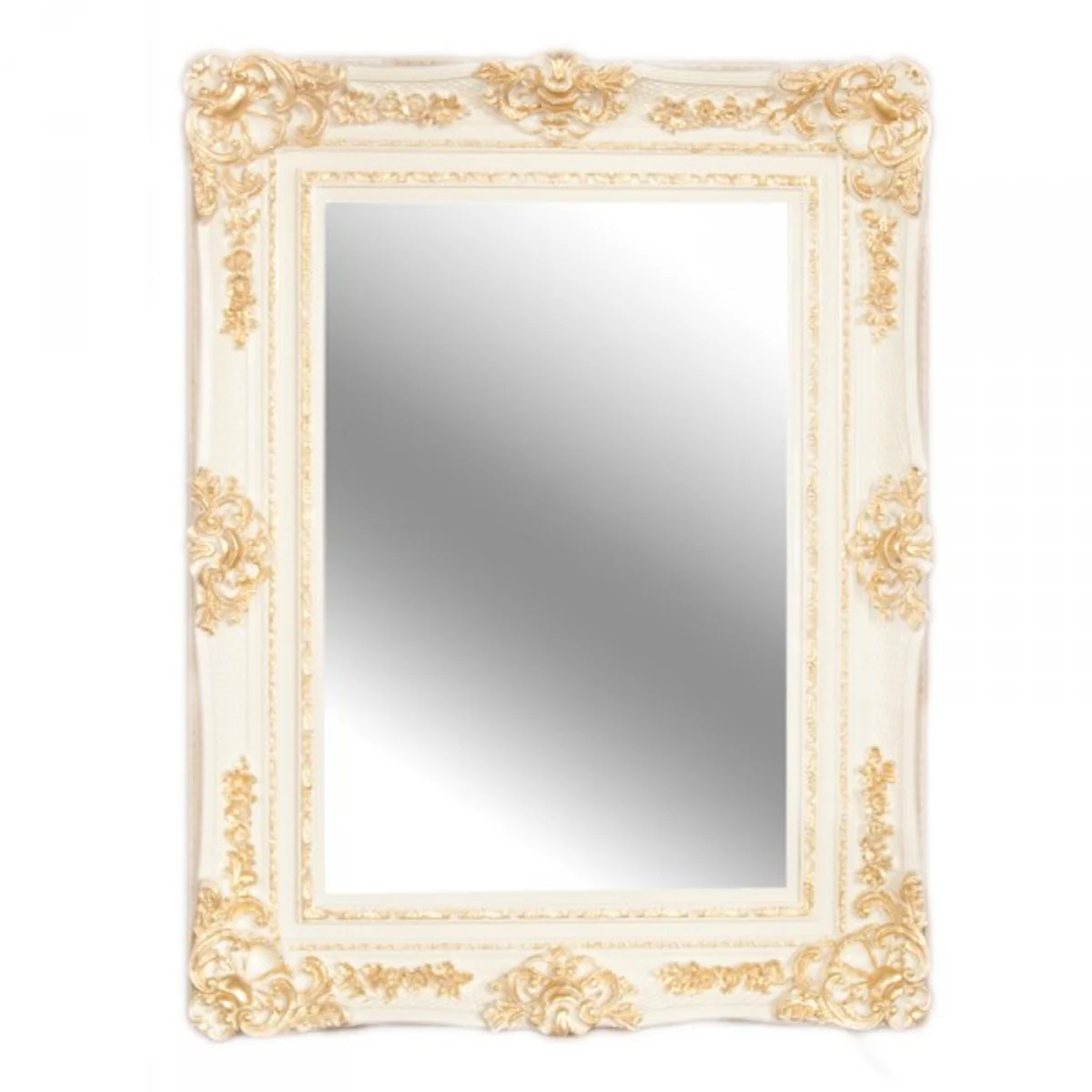 Casa Padrino Baroque Wall Mirror White Gold Antique Look height 121 cm, width 90 cm - Edel & Sumptuously