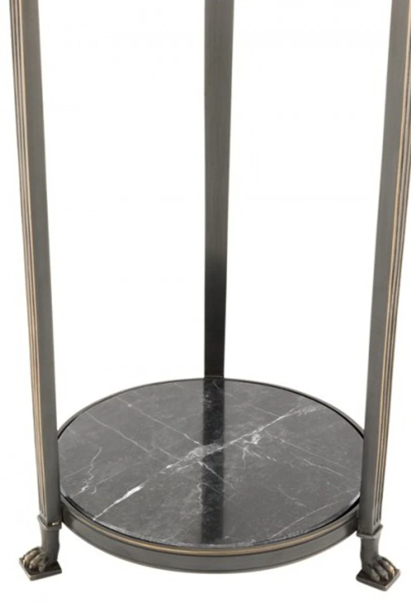 Casa Padrino luxury baroque round side table with marble top Solid Gunmetal Bronze 71 x 25 cm - Table