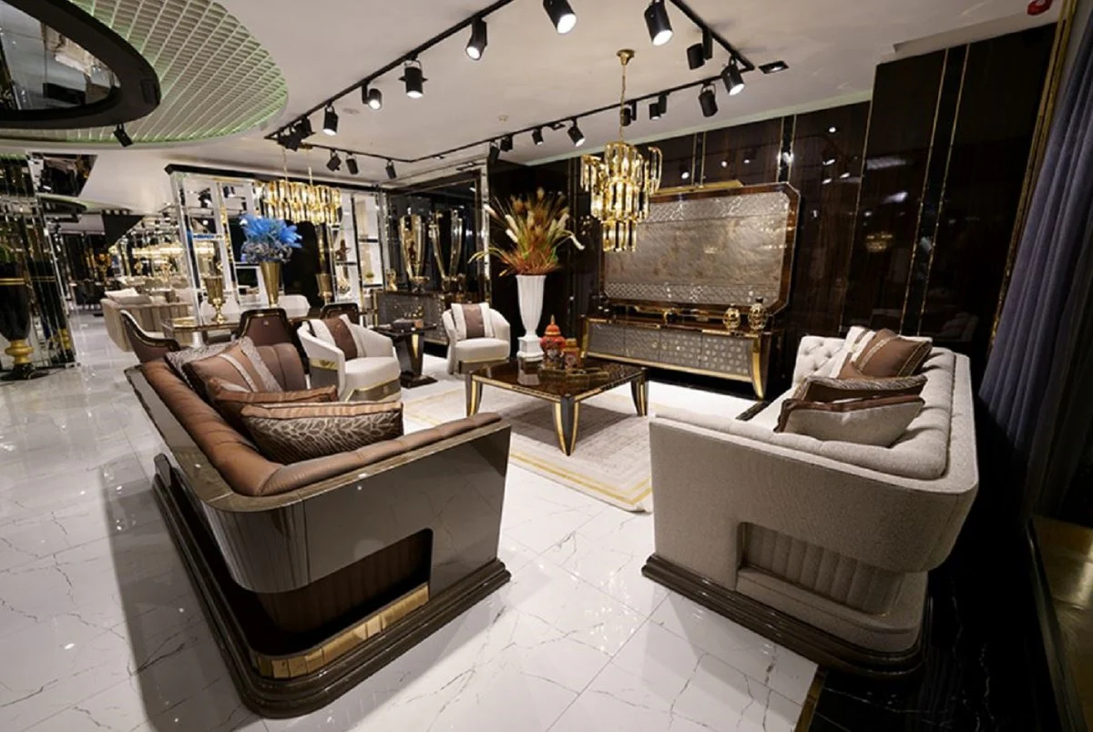 Casa Padrino mesa de centro de lujo marr¨®n / oro - Mesa de sala de estar y hotel noble - Muebles de sala de estar y hotel - Calidad de Lujo