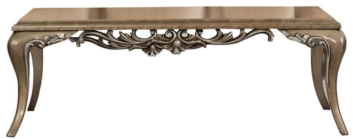 Casa Padrino mesa de centro barroco de lujo marr¨®n / plata - Magn¨ªfica mesa de sal¨®n en estilo barroco - Mesa de madera maciza hecha a mano - Muebles de sal¨®n barrocos