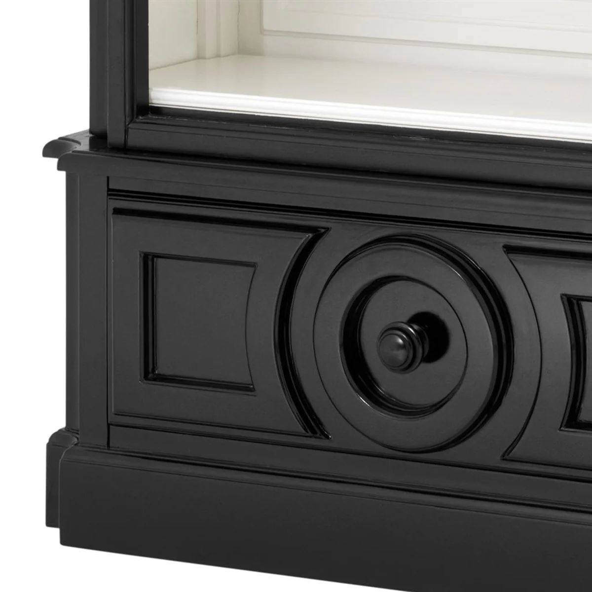 Casa Padrino Luxury Books Cabinet Black Solid Wood Living Room Cabinet Art Nouveau Rococo Showcase Store Interior