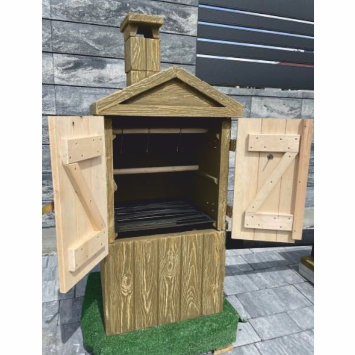 Casa Padrino chimenea de fumar de hormig¨®n de lujo con aspecto de madera marr¨®n / natural A. 132 cm