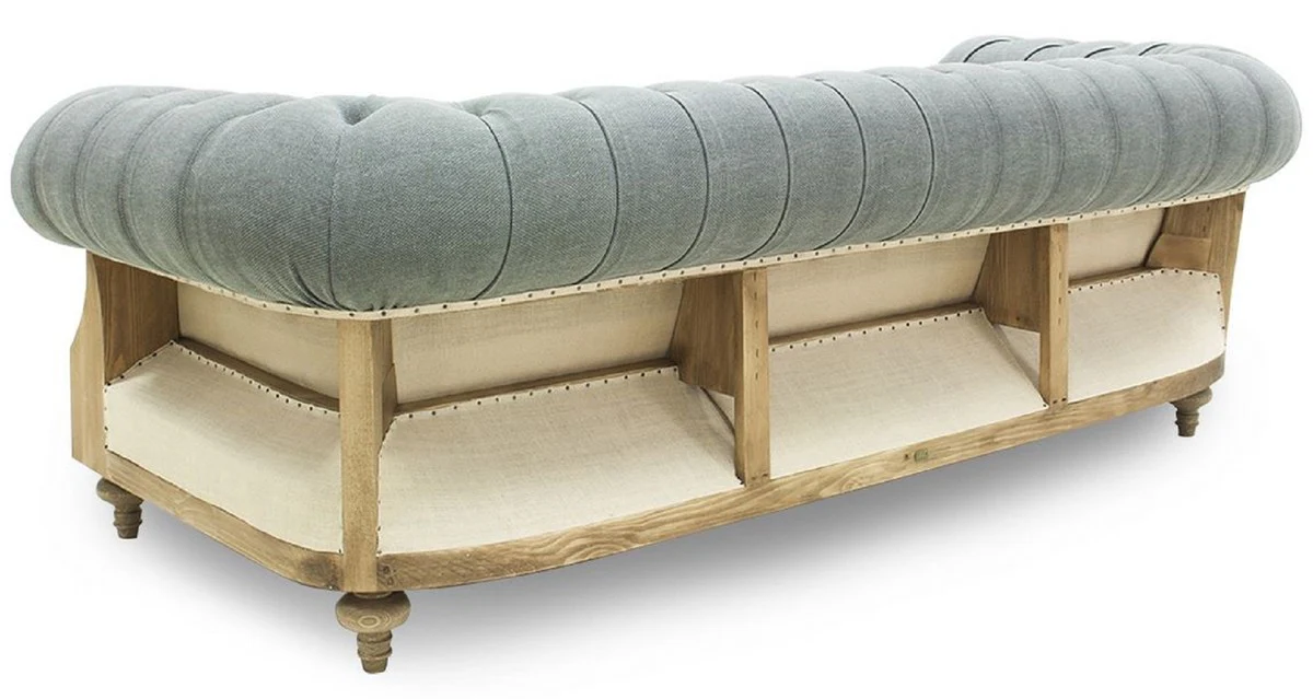 Casa Padrino sof¨¢ Chesterfield de lujo gris / crema / natural 215 x 100 x A. 72 cm - Sof¨¢ de sal¨®n - Muebles de sal¨®n - Muebles Chesterfield - Muebles de lujo - Interior de sal¨®n