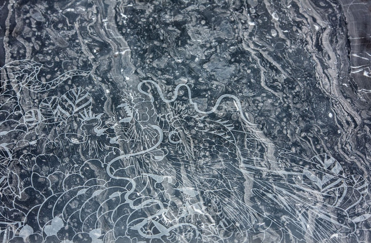 Casa Padrino mesa de centro de diseño negro con motivo / negro 89 x 54 x H. 30 cm - Mesa de Centro de Lujo con Tablero de la Mesa