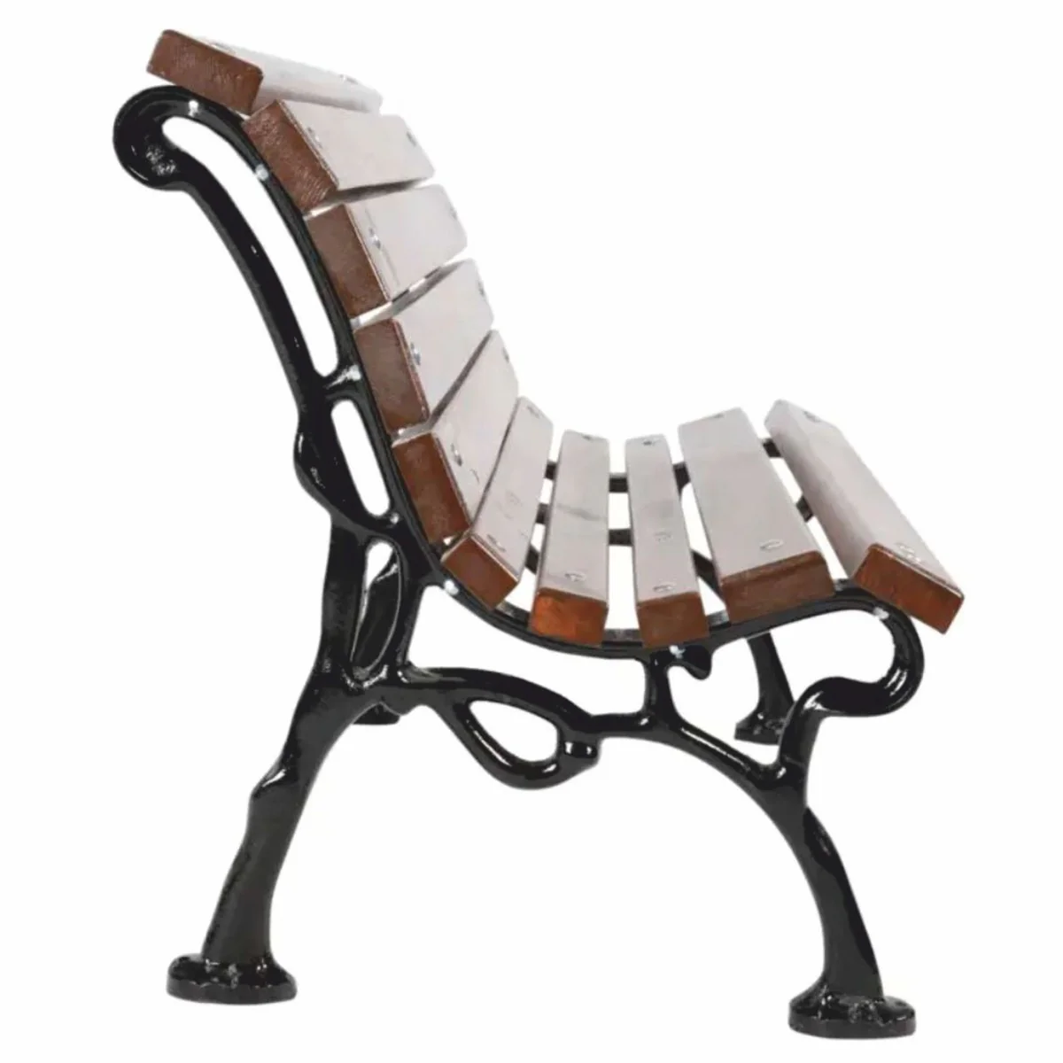 Banco de Parque - Banco Urbano de Madera Tropical Marr¨®n Oscuro / Negro 180 cm