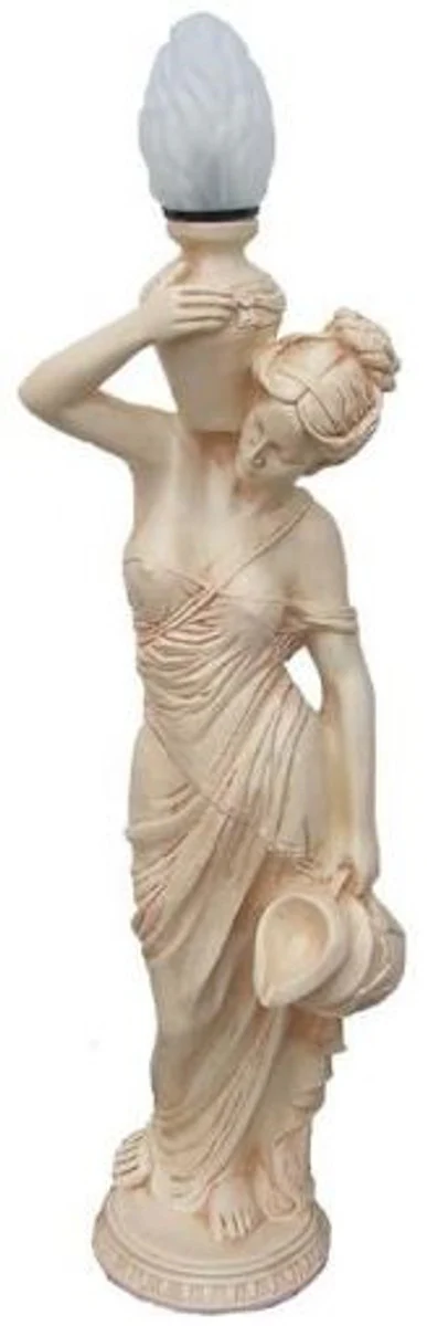 Casa Padrino lámpara de pie exterior Art Nouveau escultura mujer con jarra beige A. 130 cm - Lámpara de jardín y patio resistente a la intemperie - Accesorios Decorativos Barrocos y Art Nouveau