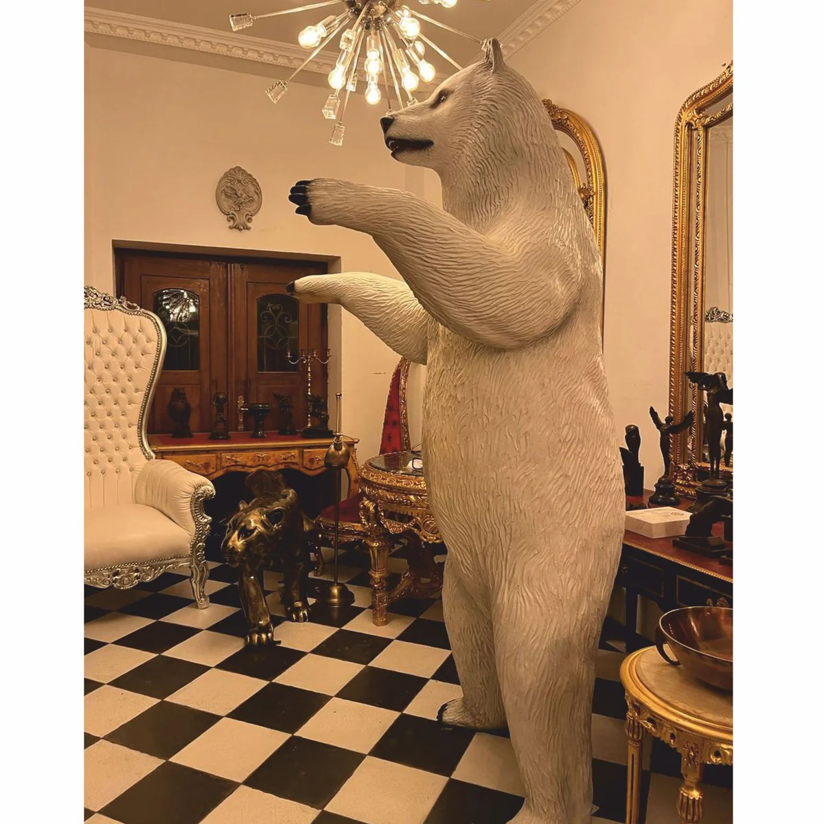 Casa Padrino escultura decorativa XXL oso blanco / negro A. 240 cm - Figura de jard¨ªn