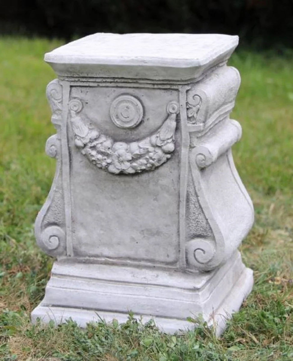 Casa Padrino pilar decorativa de jard¨ªn barroco gris A. 41 cm - Pilar de piedra de estilo antiguo - Magn¨ªfica pilar de jard¨ªn - Decoraci¨®n de terrazas y jardines barrocos