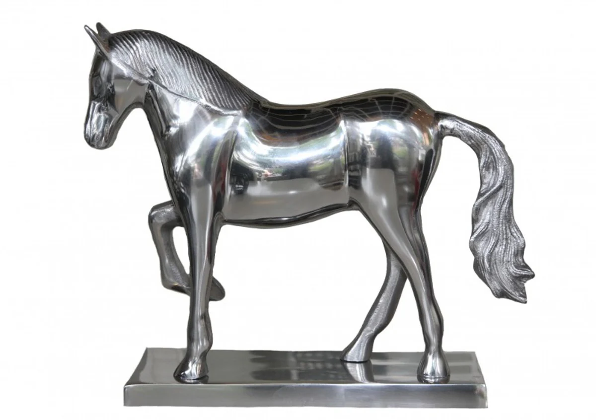 Casa Padrino luxury horse figure on base, silver, W 35 cm, H 30.5 cm - Massive Sculpture - Fine & sumptuously