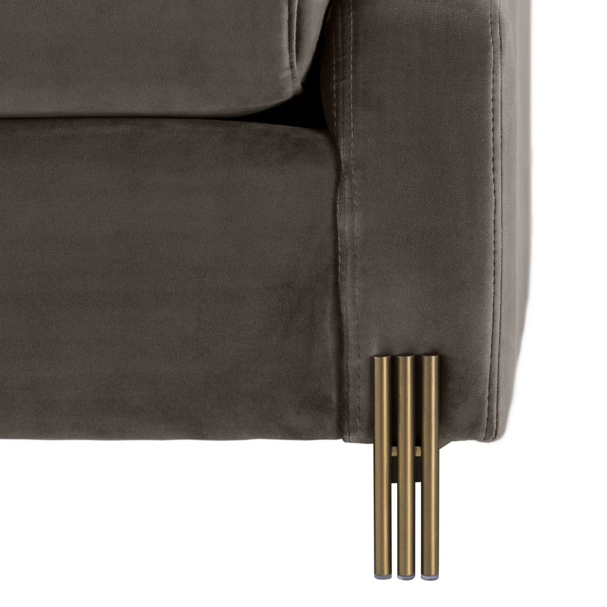 Casa Padrino Ssof¨¢ de terciopelo gris / Lat¨®n 223 x 94 x H. 73 cm - Sof¨¢ de Sal¨®n con 4 Almohadas - Muebles de Lujo