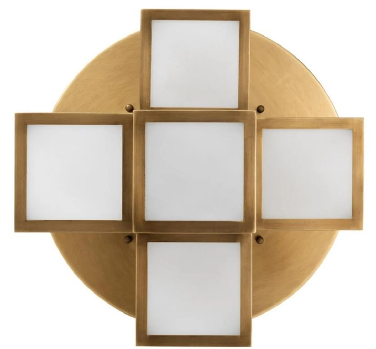 Casa Padrino lámpara de techo de lujo latón antiguo / blanco Ø 50 x H. 53,5 cm - Calidad de Lujo