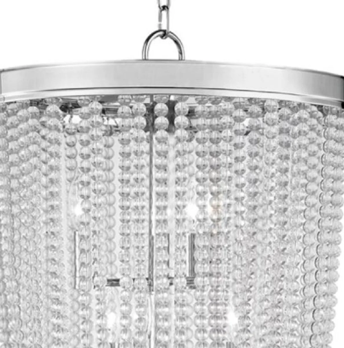 Casa Padrino lámpara colgante de lujo plata Ø 46,4 x H. 70,5 cm - Lámpara Colgante Redonda con Cristal