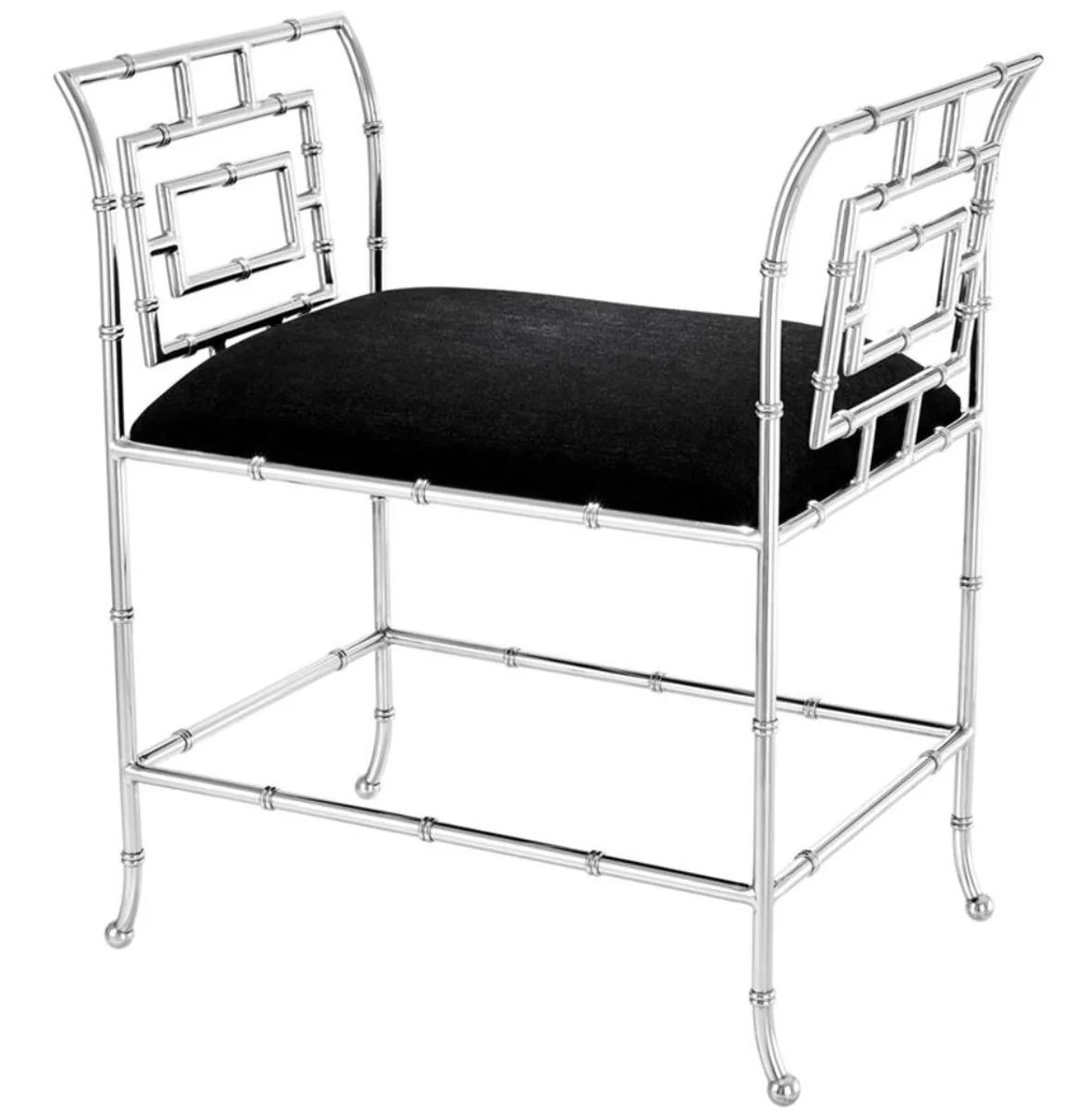 Casa Padrino banco de lujo plata / negro 66 x 42 x H. 73 cm - Muebles de Lujo