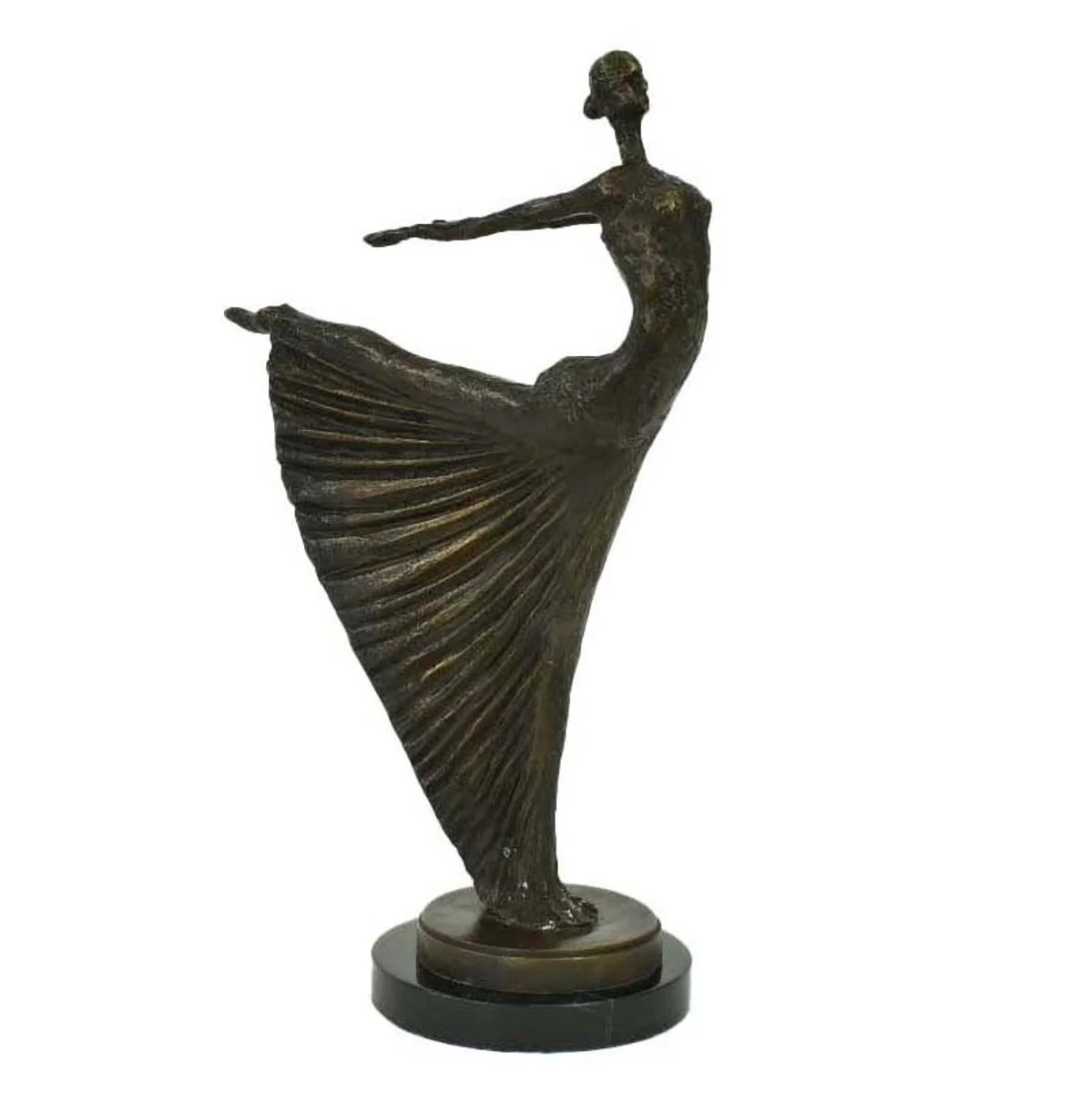 Casa Padrino escultura de bronce Art Nouveau de lujo bailarina bronce sobre base de mármol H 53,5 cm - figura de bronce - figura decorativa - accesorios decorativos