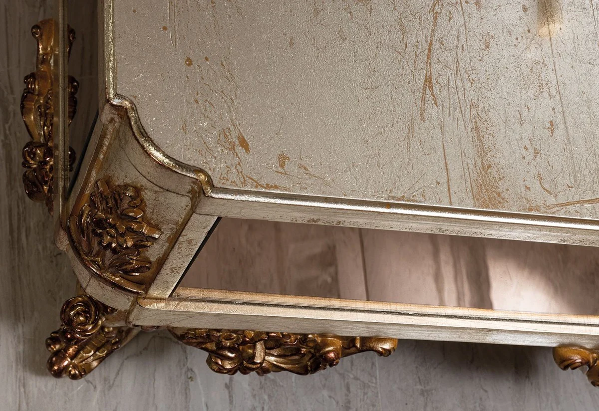 Casa Padrino mesa de centro barroco de lujo plata antigua / cobre / oro - Mesa de sal¨®n de estilo barroco espejada - Muebles de sal¨®n de estilo barroco - Muebles de lujo en estilo barroco