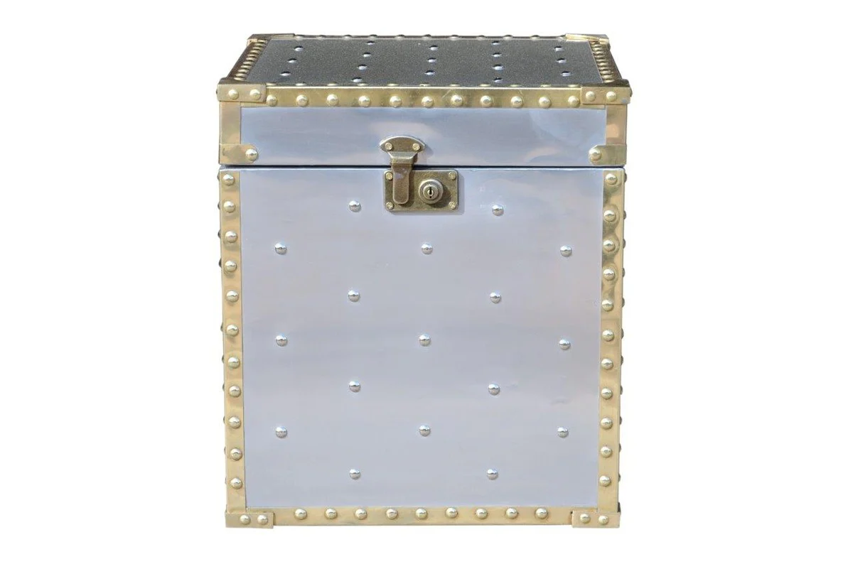 Casa Padrino mesa auxiliar de aluminio de diseño de lujo / pecho - Art Deco Vintage aviador Muebles