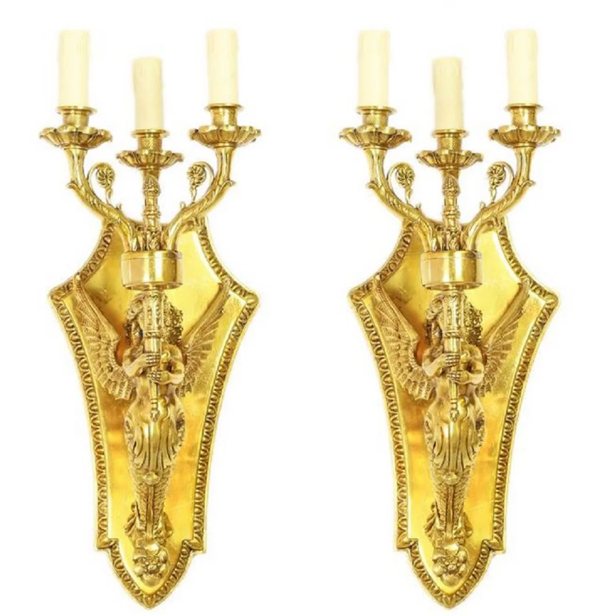 Casa Padrino conjunto de candelabro de pared barroco oro 20 x 20 x H. 50 cm - Accesorios de Decoración Barroco