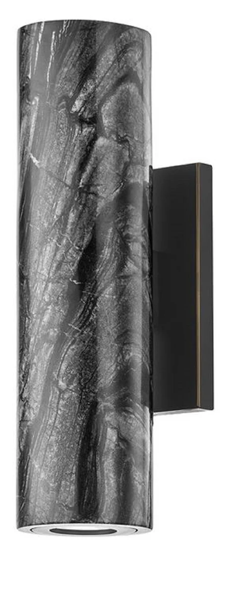 Casa Padrino l¨¢mpara de pared LED de m¨¢rmol de lujo negro / lat¨®n 6,35 x 8,89 x A. 25,4 cm - L¨¢mpara de pared de sal¨®n - L¨¢mpara de pared de hotel - L¨¢mpara de pared de restaurante - Luces de lujo