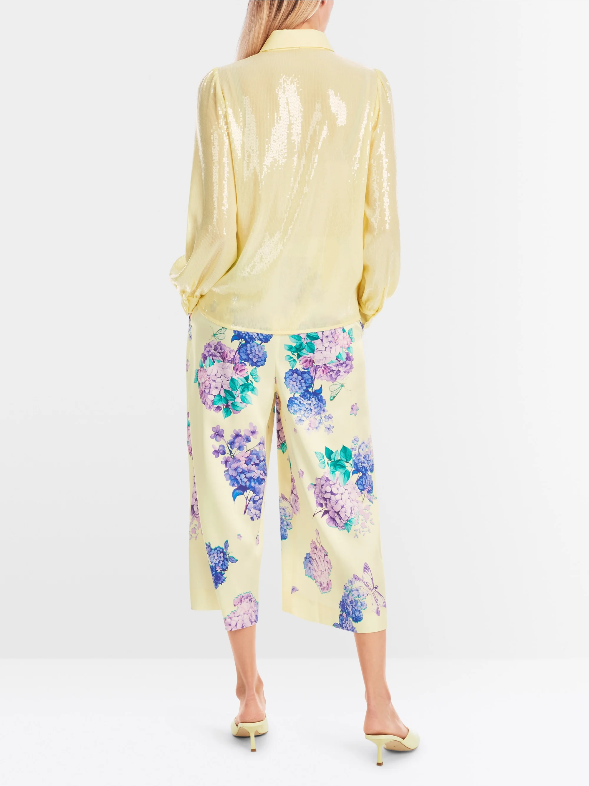 Marc-Cain Plain sequin fabric pussy bow blouse