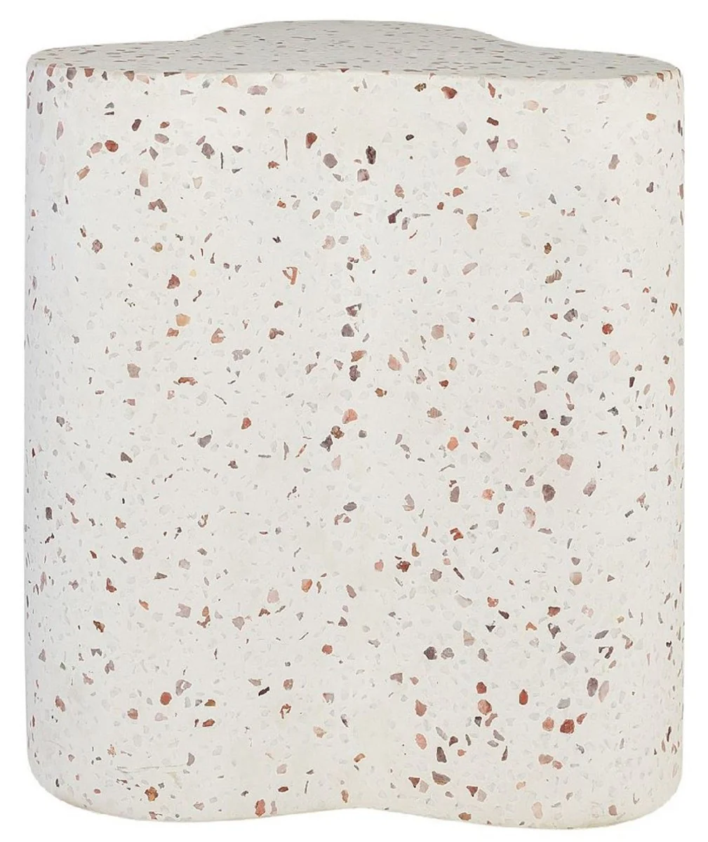Casa Padrino mesa auxiliar / taburete de piedra natural de terrazo de lujo blanco 41,5 x 41,5 x A. 45 cm - Muebles de sal¨®n - Muebles de hotel - Muebles de piedra natural - Muebles de lujo