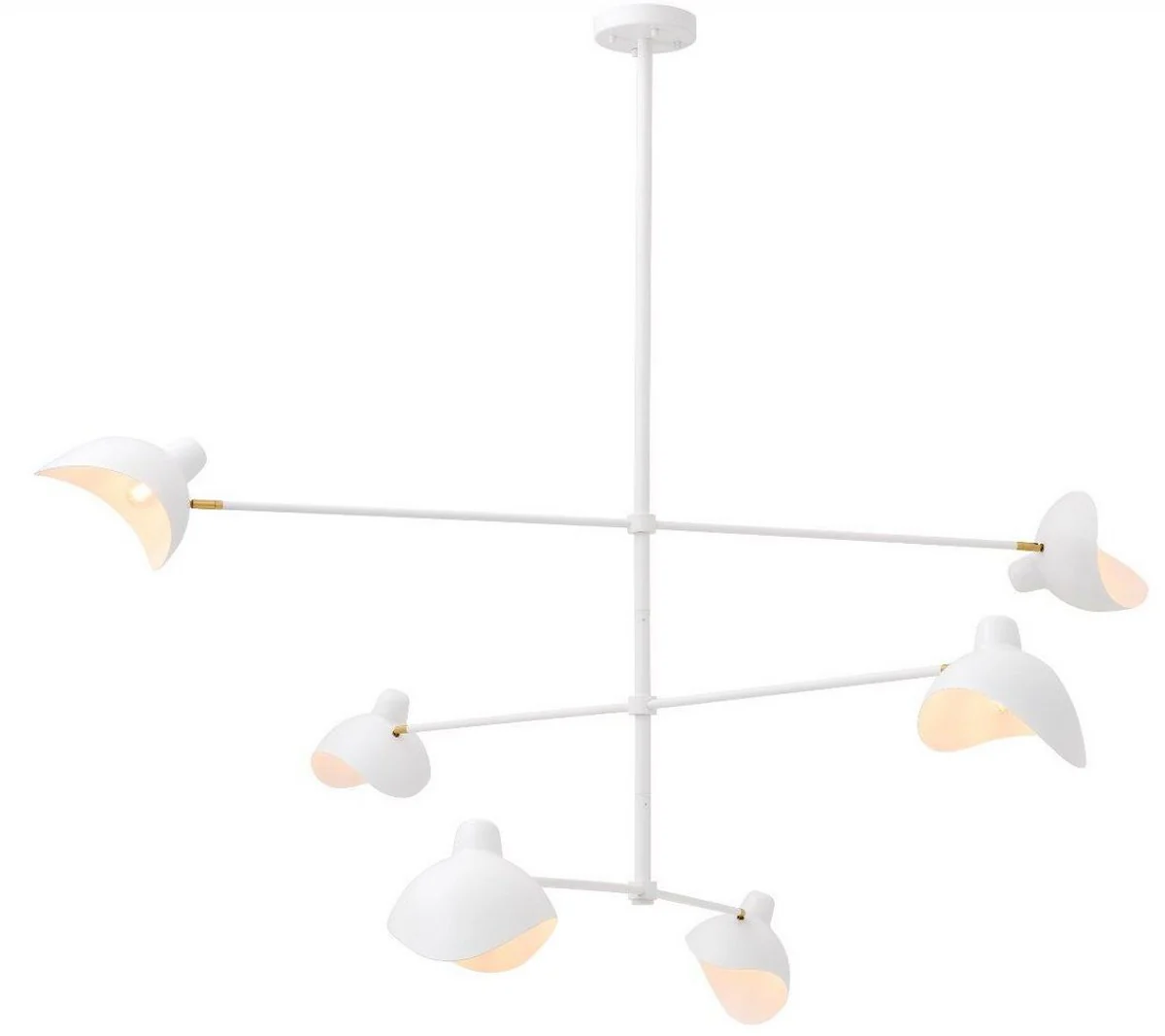 Casa Padrino lámpara de araña de diseño blanco / latón antiguo 180 x 180 x A. 84,5 cm - Elegante lámpara de araña de estilo años 50 - Colección de Lujo