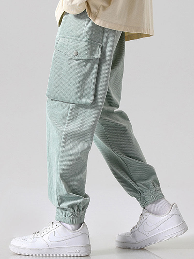 Drawstring Corduroy Cargo Pants