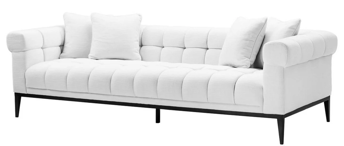 Casa Padrino Sof¨¢ de Lujo Blanco / Negro 240 x 98 x H. 69 cm - Sof¨¢ de Sal¨®n con 4 Almohadas - Muebles de Sal¨®n - Muebles de Lujo