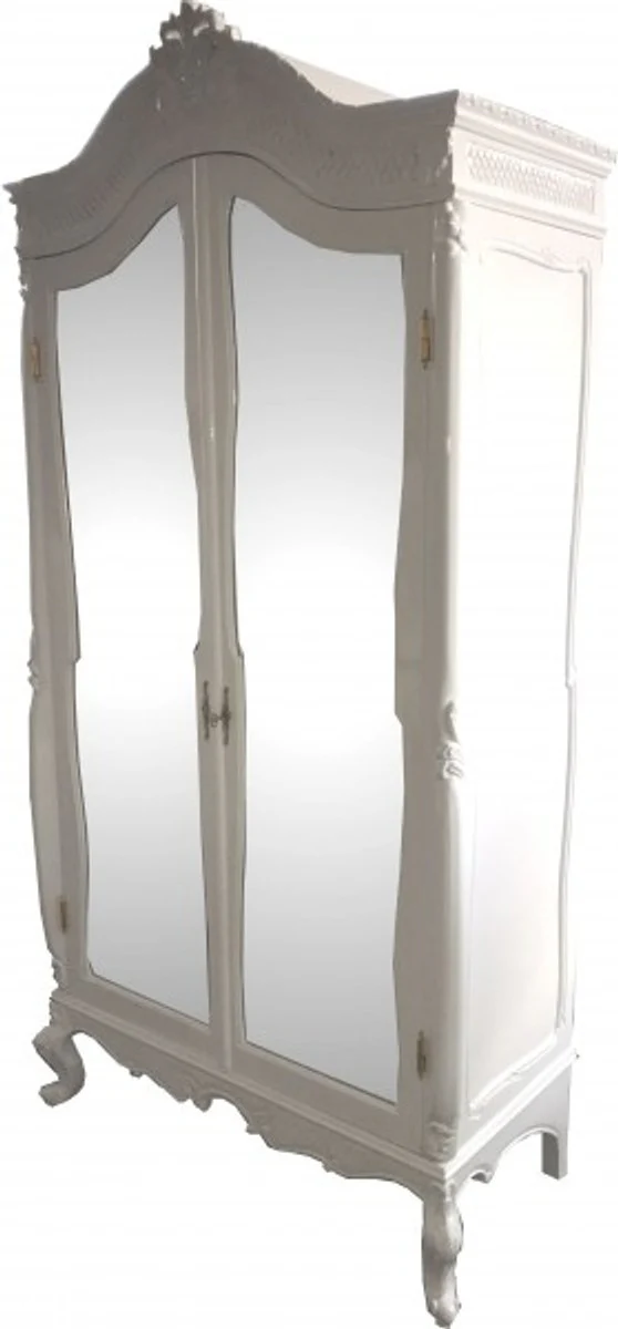 Casa Padrino Baroque wardrobe White high gloss B 110 x H 230 cm Bedroom cabinet - antique style