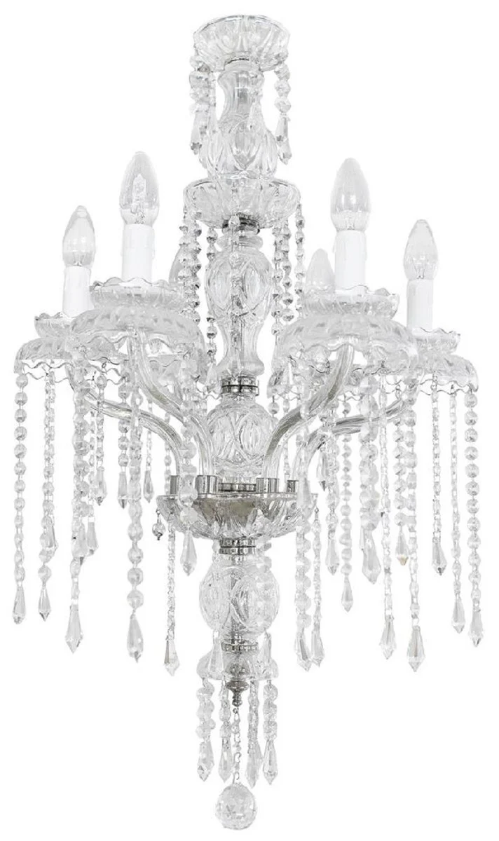 Casa Padrino araña de luces barroco de lujo de cristal plata Ø 45 cm - Magnífico lámpara de araña de salón en estilo barroco - Lámpara de araña de hotel - Luces de cristal barrocos