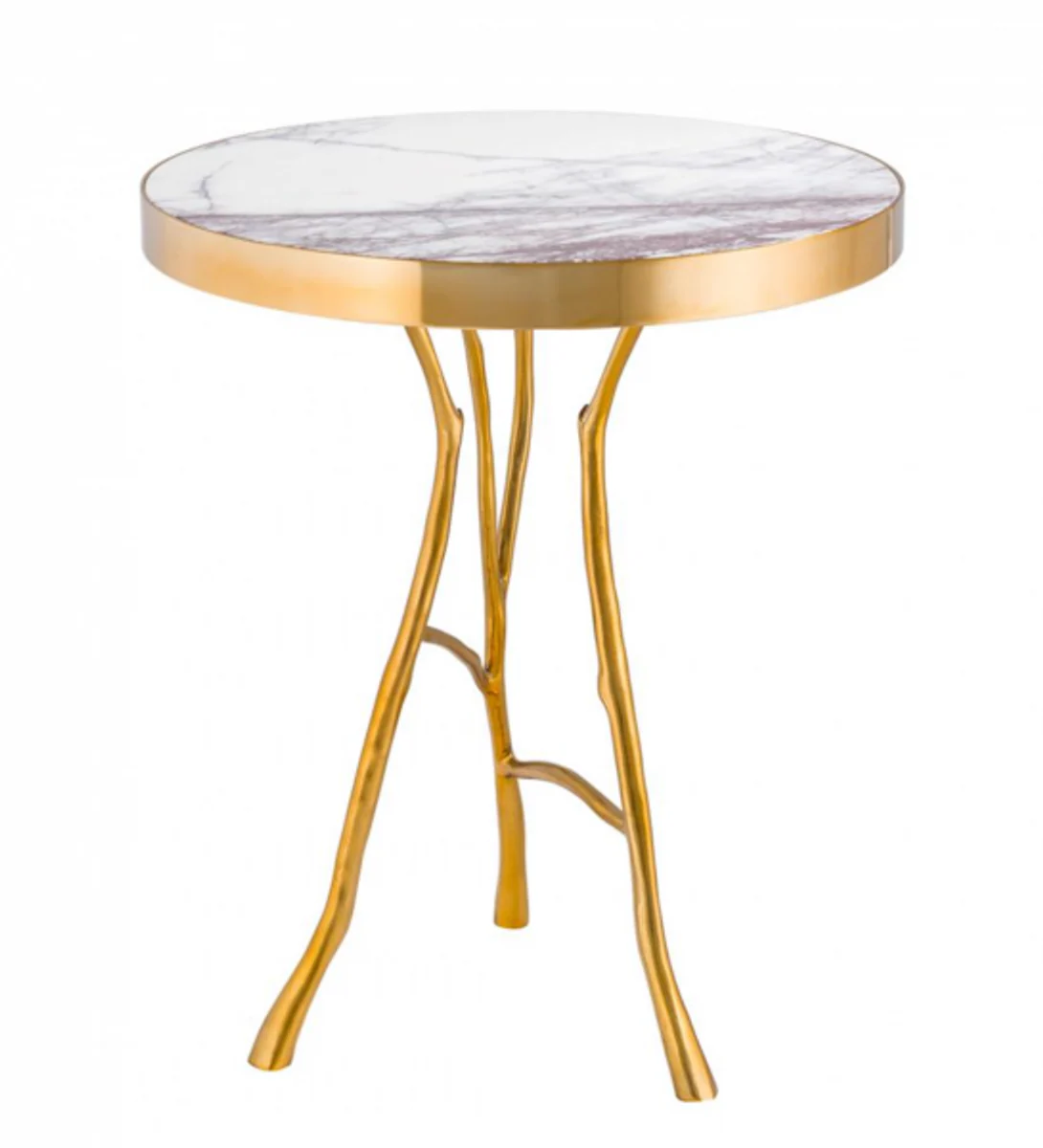 Casa Padrino luxury art deco designer side table gold with white marble top 50 x H 58 cm - Luxury Hotel Table