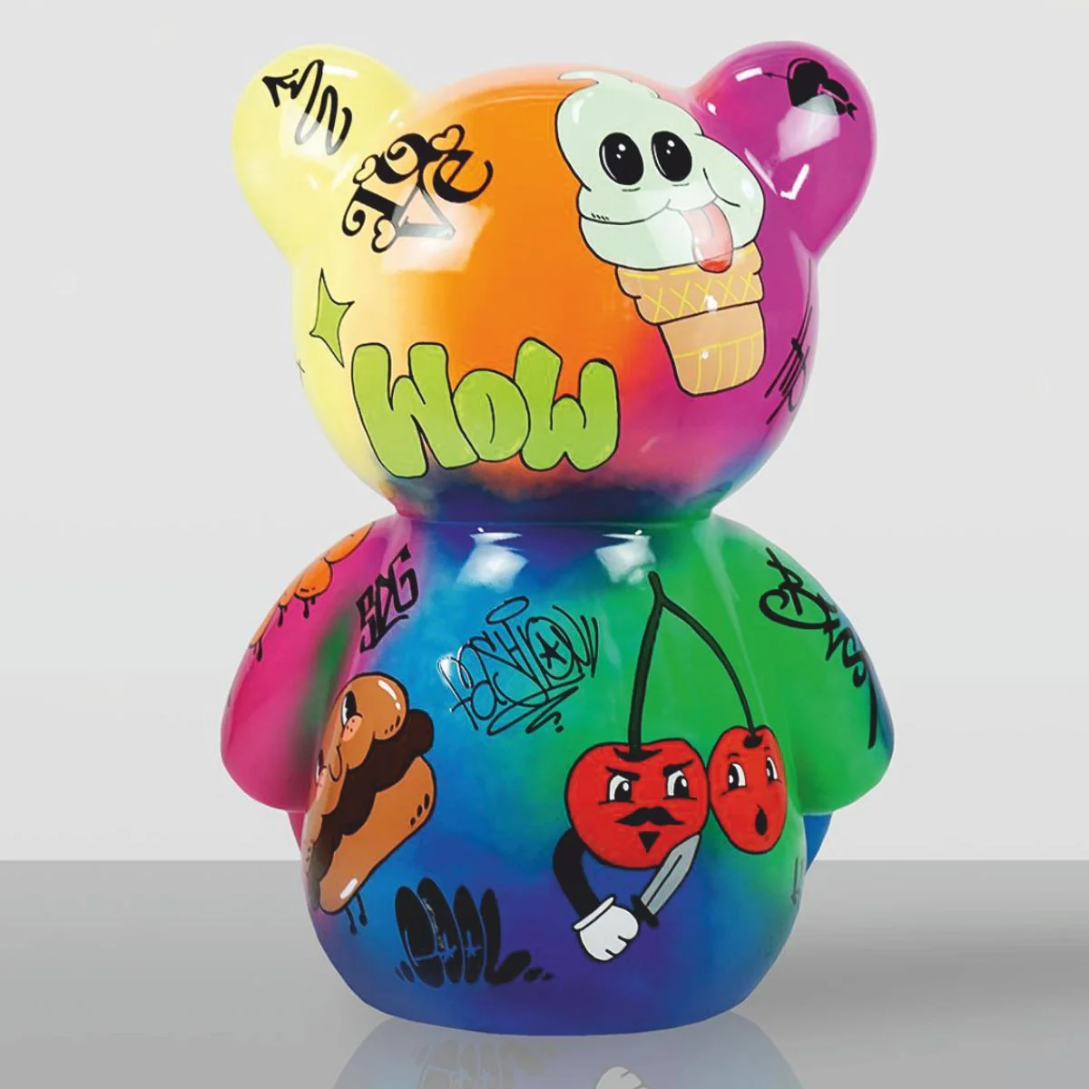 Casa Padrino figura decorativa XXL osito de peluche colorido A. 120 cm - Pintado a mano