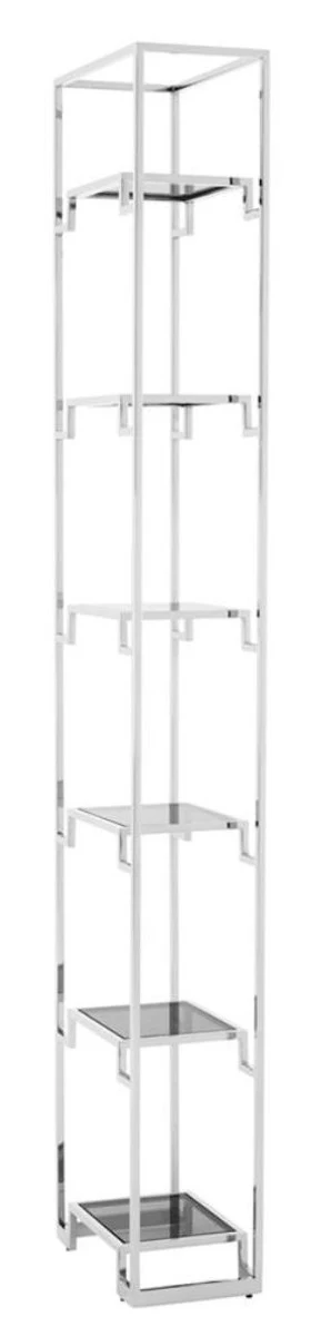 Casa Padrino armario de estanter¨ªa plata / negro 45,5 x 25,5 x H. 221 cm - Mueble de Sala de Estar de Lujo