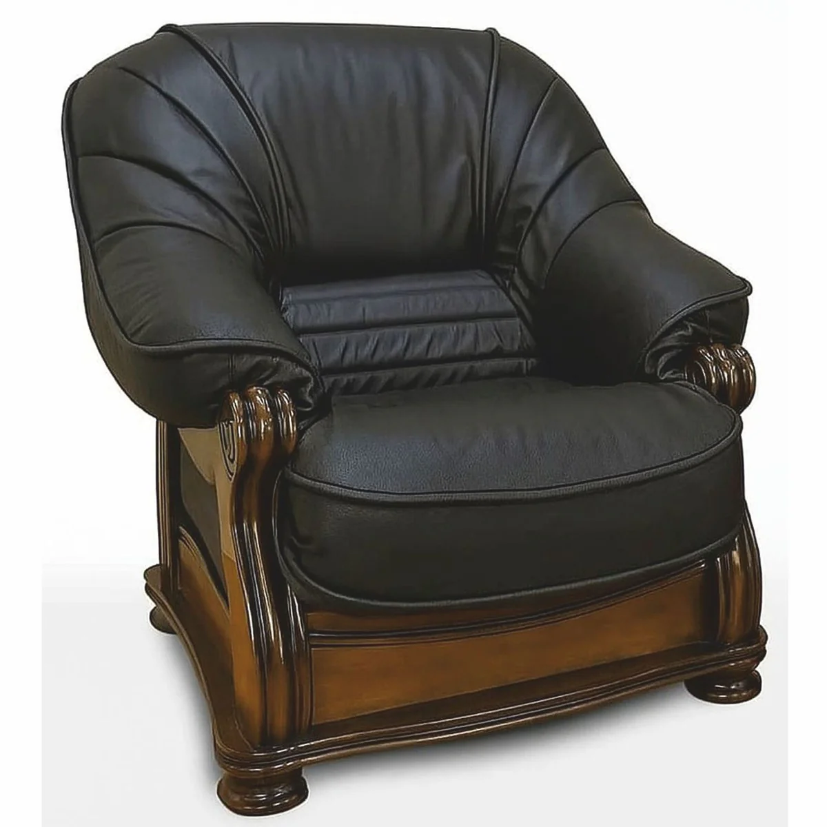 Casa Padrino Sill¨®n Barroco de Lujo de Cuero Negro / Marr¨®n Oscuro - Muebles Barrocos
