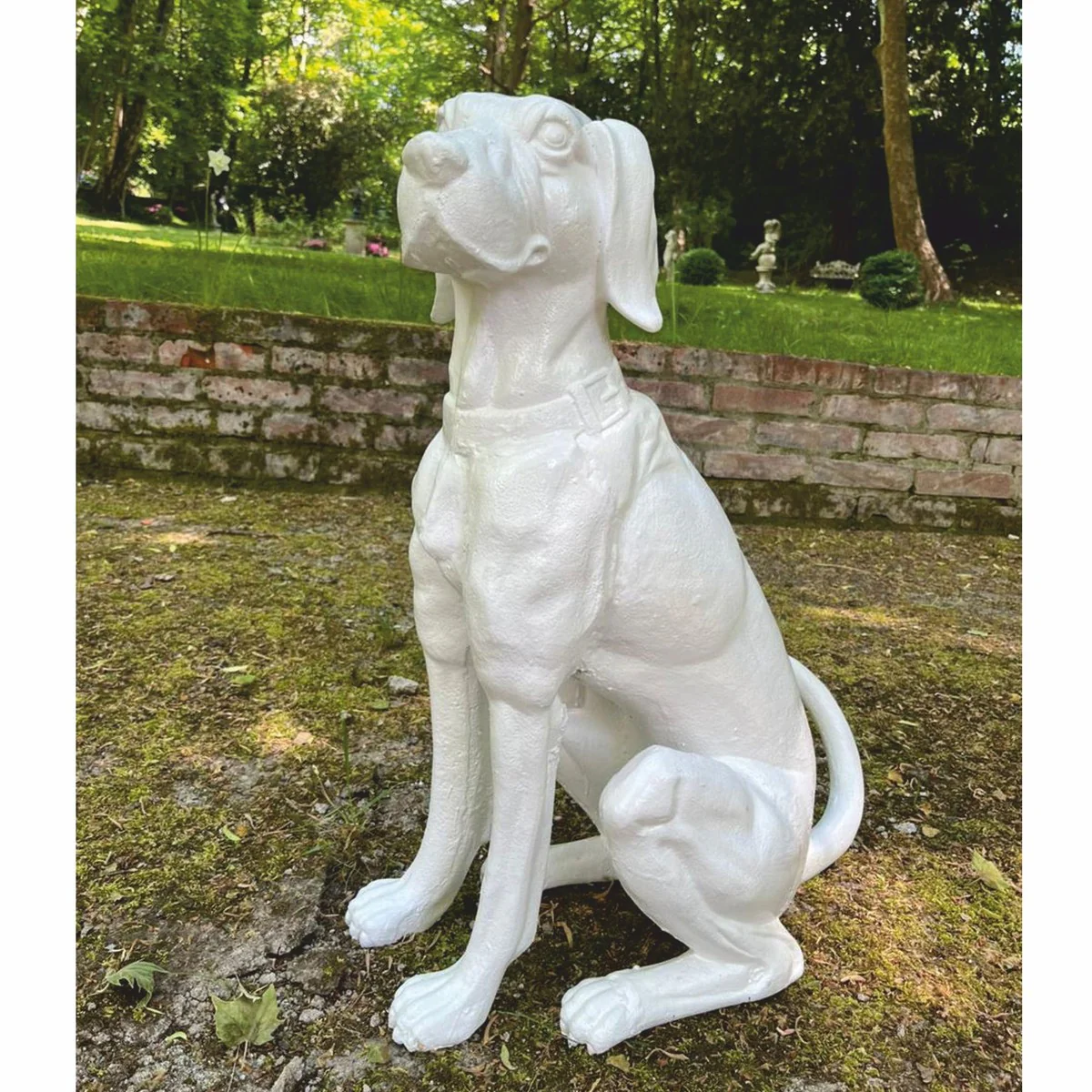 Casa Padrino escultura decorativa de perro en bronce blanco A. 70 cm - Decoraci¨®n de jard¨ªn