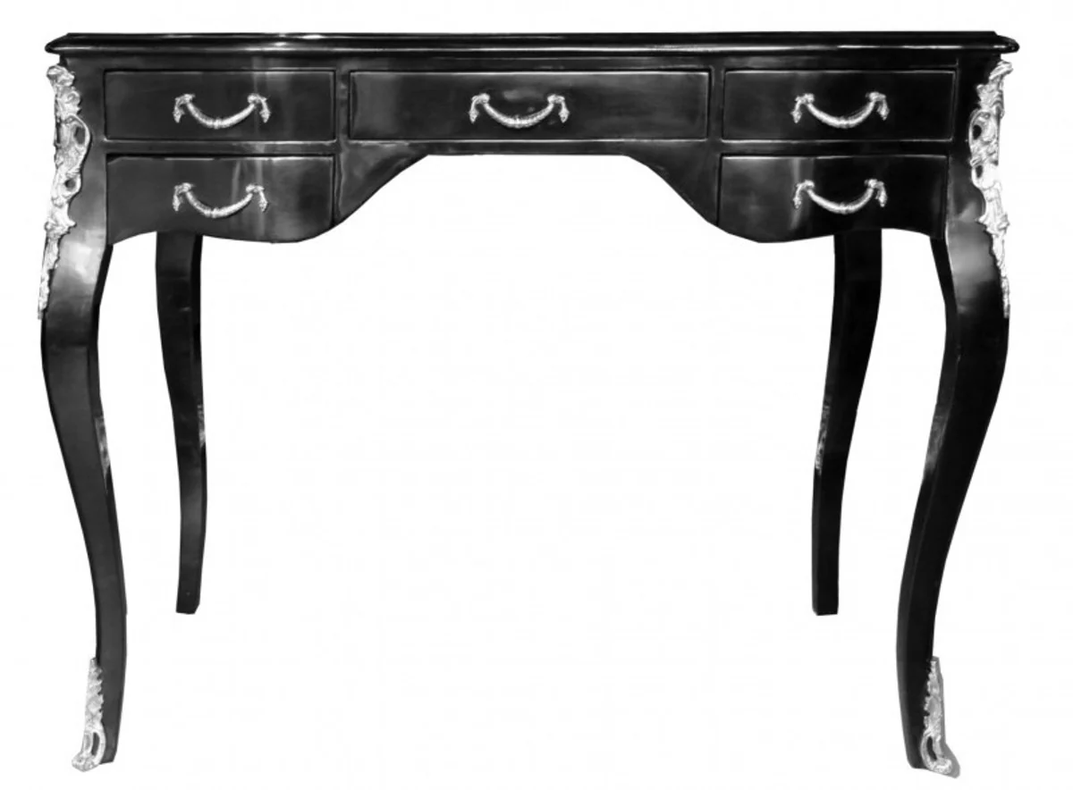 Casa Padrino luxury baroque desk glossy black / silver 100 x 80 x 58 cm secretary luxury furniture