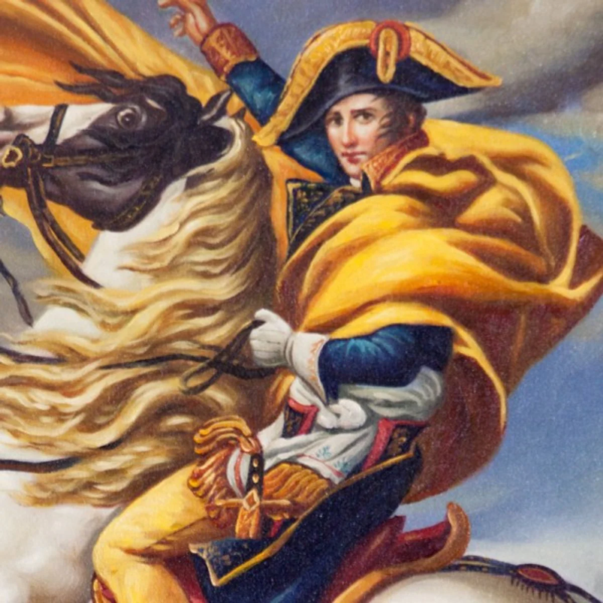 Enorme pintura barroca pintada al óleo de Napoleón en el marco del concurso de caballos de oro 220 x 160 x 10 cm - Material masivo
