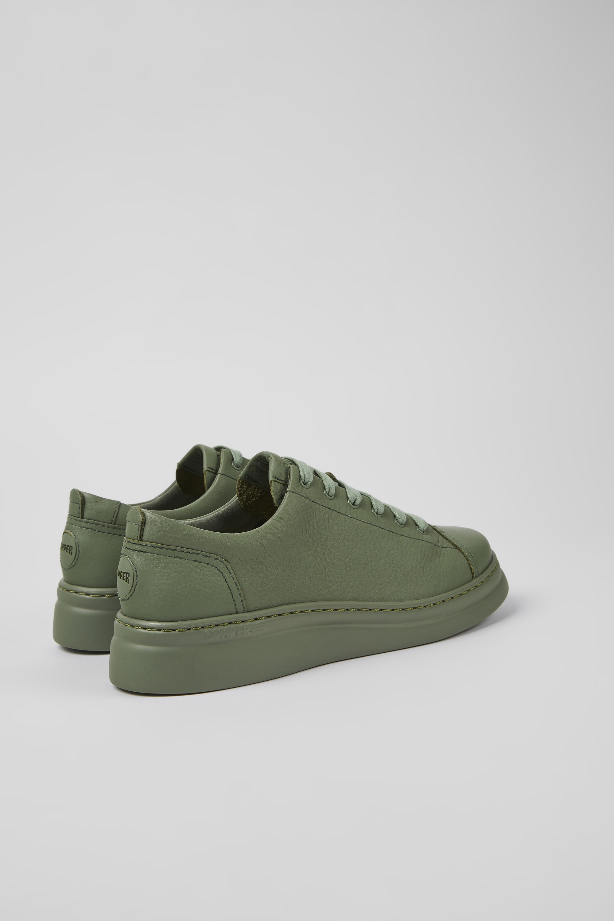 Runner Up - Green leather sneakers for women