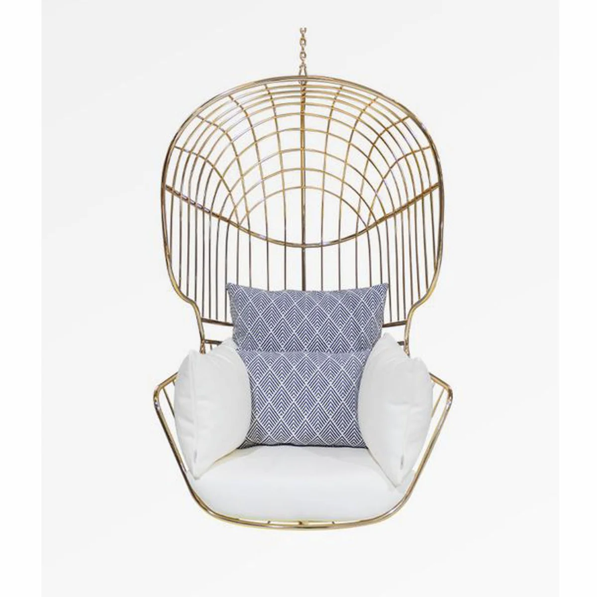 Casa Padrino silla colgante de lujo oro / blanco / azul A. 120 cm - Muebles de interior y exterior