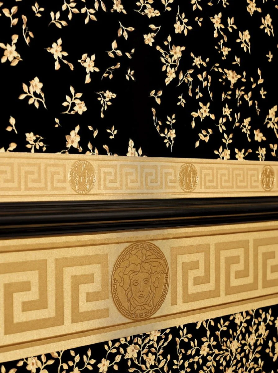 Versace Papel Pintado No Tejido Barroco Diseño Griego 935222 Oro / Cobre - Borde - Papel Tapiz de Diseño - Calidad de Lujo