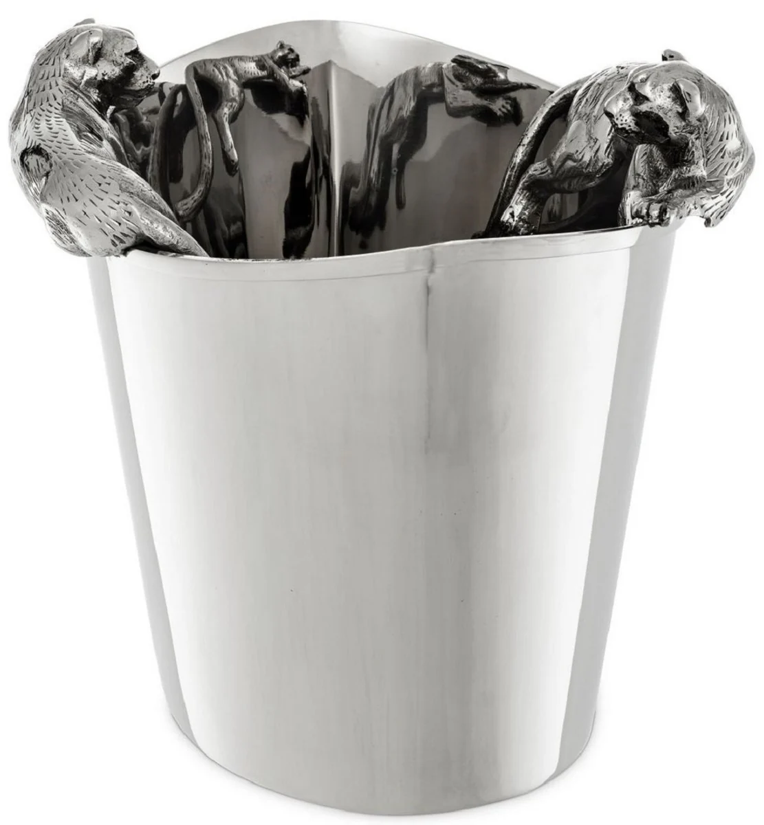 Casa Padrino enfriador de vino de lujo de acero inoxidable con 2 asas de lat¨®n plata 25,5 x 25,5 x A. 23 cm - Accesorios de Gastronom¨ªa Restaurante Hotel