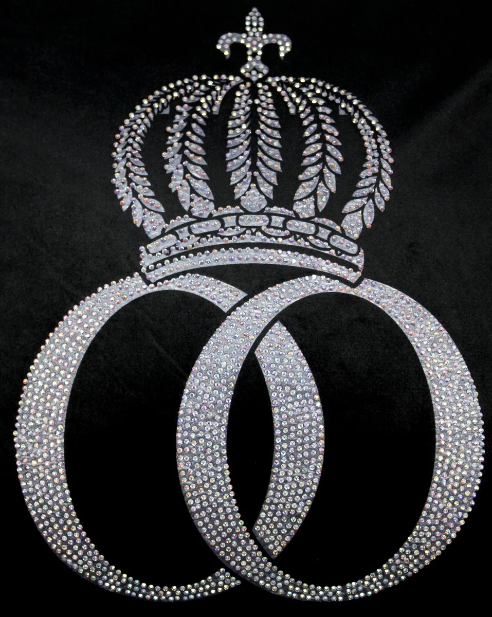 Harald Gl??ckler Luxury Cushion Pomp??s by Casa Padrino Black / Silver Crown Deluxe with rhinestones