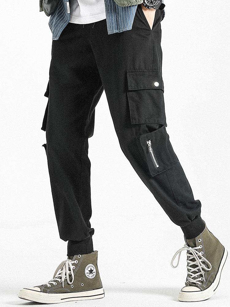 Drawstring Elastic Waist Cargo Joggers