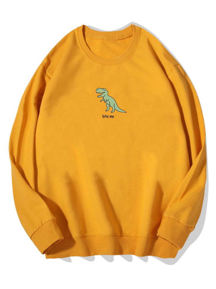 Cute Cartoon Dinosaur Print Cotton Sweatshirt