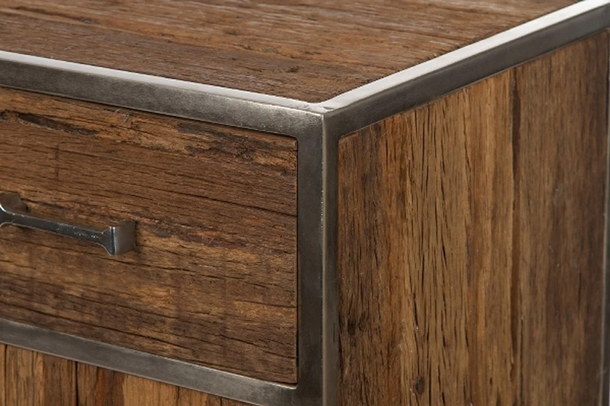 Casa Padrino aparador de lujo con 2 puertas y 1 cajón marrón / plata 90 x 40 x H. 86 cm - Muebles de Lujo