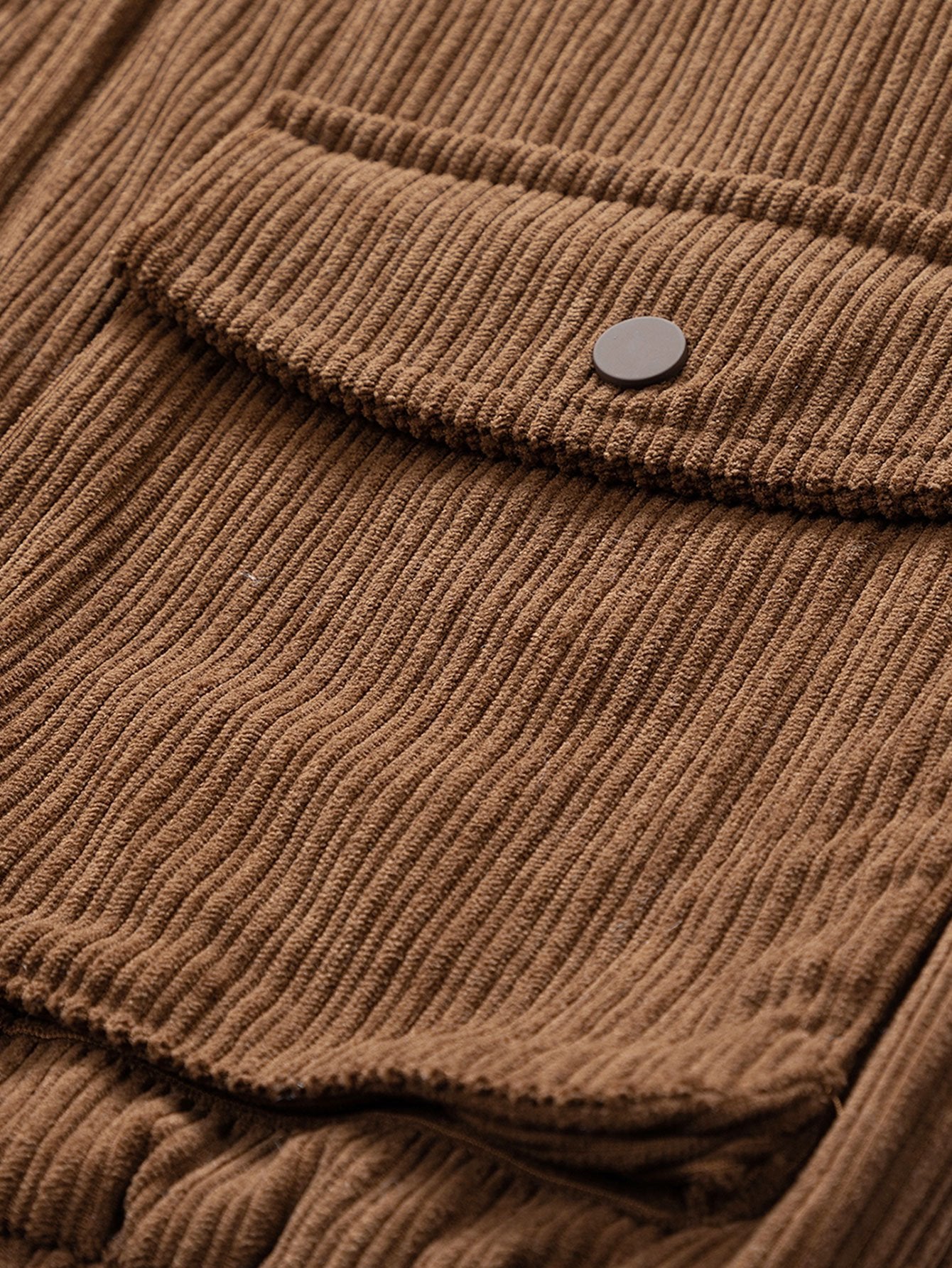 Funnel Neck Zipped Corduroy Jacket