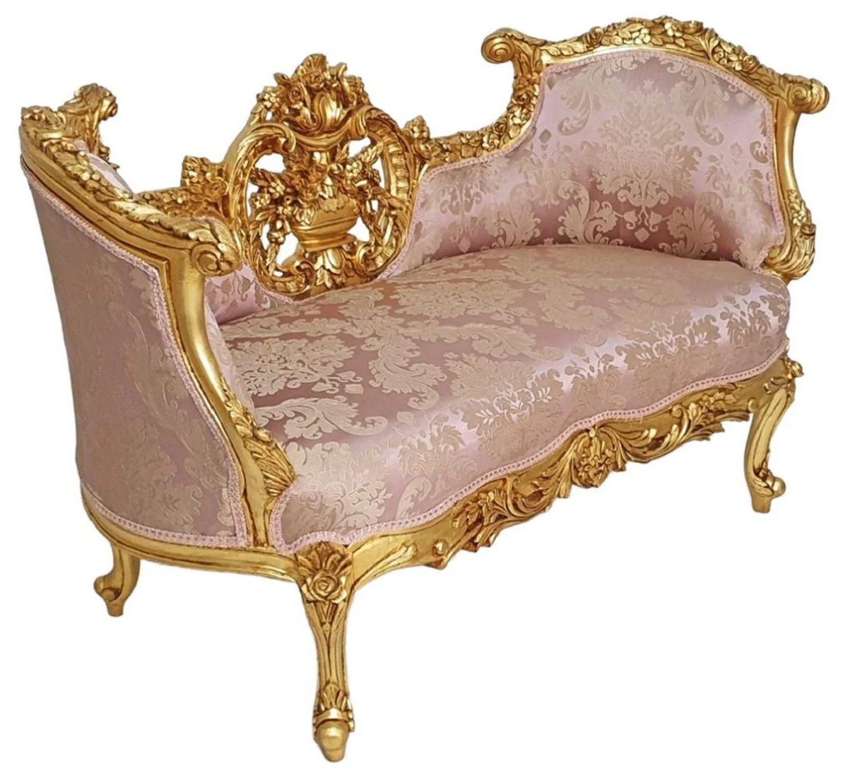 Casa Padrino sof¨¢ barroco rosa / oro - Magn¨ªfico sof¨¢ de sal¨®n de estilo barroco - Muebles de sal¨®n de estilo barroco - Muebles barrocos - Interiores barrocos