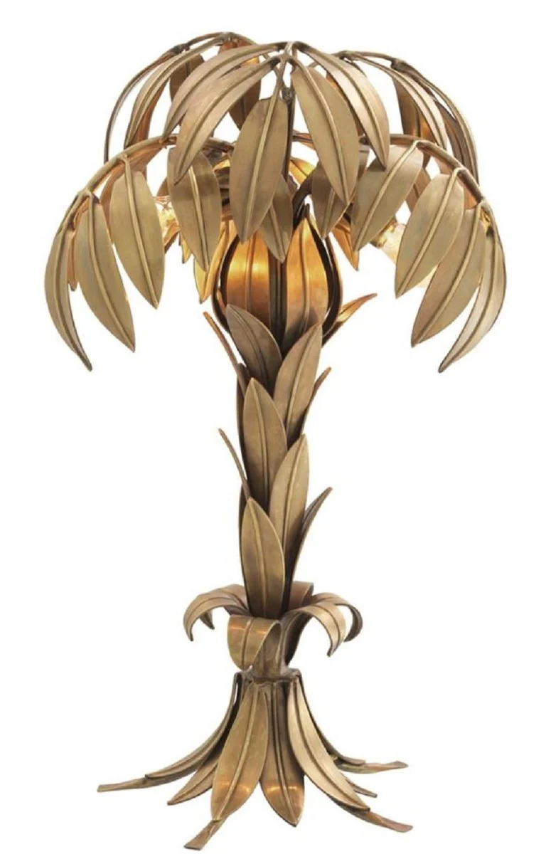 Casa Padrino lámpara de mesa de lujo latón vintage Ø 38 x H. 66,5 cm - Lámpara de Salón de Diseño en Diseño de Palmera