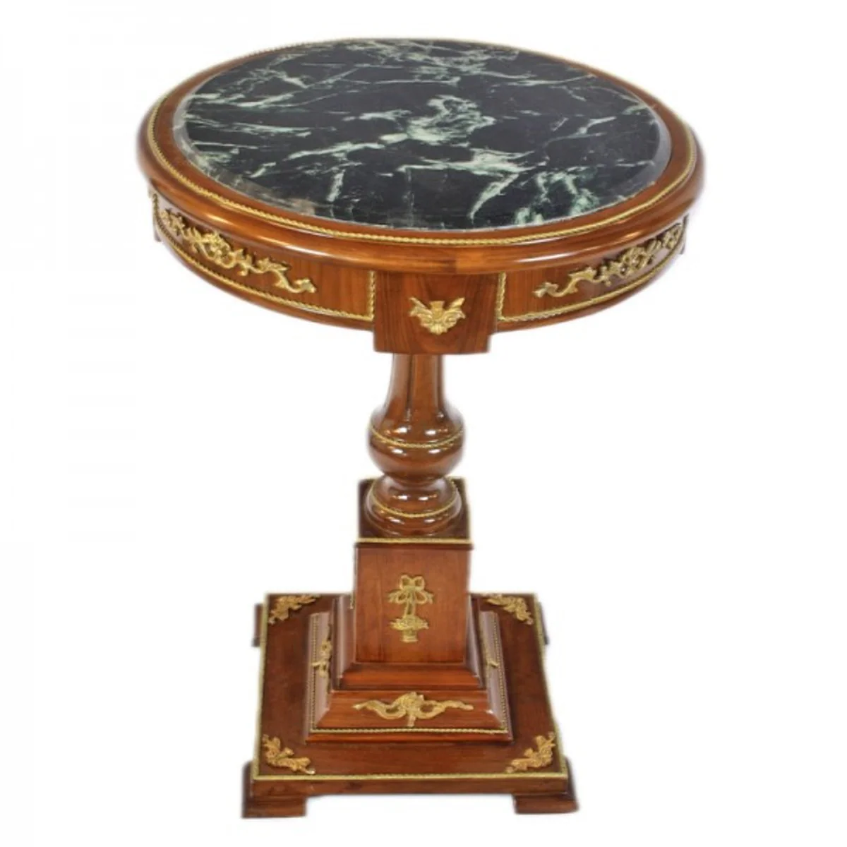 Casa Padrino Baroque table with marble top mahogany / gold H 80 x 55cm - Empire Antique style table - furniture