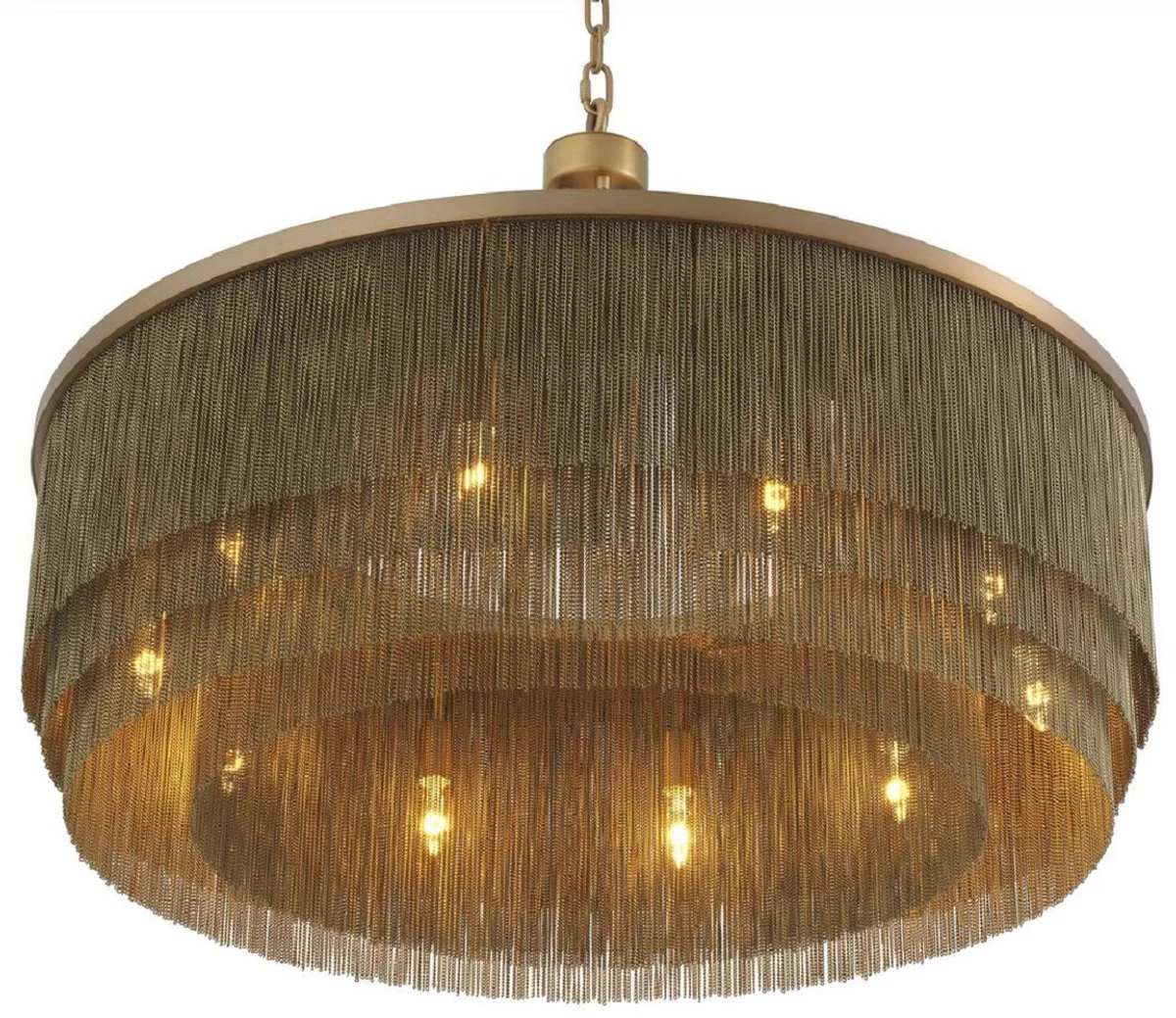 Casa Padrino araña de luces de acero de lujo latón antiguo Ø 90 x A. 61 cm - Araña de Luces Redonda para Hoteles y Restaurantes - Calidad de Lujo